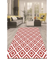 Dijital Kaymaz Taban Yıkanabilir Modern Renkli Salon Halısı Mutfak Halısı Yolluk ND-HT-1274 (Kırmızı)