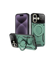 Apple İphone 16 Kılıf Joy Lens Standlı Kapak - Koyu Yeşil