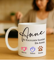 BK Gift Kişiye Özel Kalplerin Sahibi Anne Tasarımlı Beyaz Kupa Bardak-4, Anneye Hediye, Anneler Günü Hediyesi