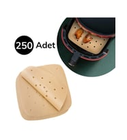 250 Adet Air Fryer Pişirme Kağıdı Tek Kullanımlık Hava Fritöz Yağ Geçirmez Yapışmaz Gıda Pişirme Kağıdı Delikli Kare Model (5343)