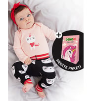 Kedi Kız Bebek Body Tayt-Pantolon Takım (Çok Renkli)