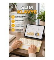 Slim Bluetooth Kablosuz Klavye Tablet Telefon ve Akıllı TV Uyumlu Sessiz Tuşlu Taşınabilir Model