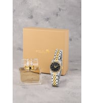 Polo Air Mercek Takvimli Lüx Taşlı Kadın Kol Saati 55 ml Parfüm Hediyelik Kutusunda Set Gold Gümüş Siyah Renk ST-2195S9