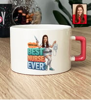 Kişiye Özel Karikatürlü Hemşire Best Nurse Ever Lüks Fincan Tıp Bayramı Hediyesi