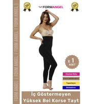 #Tayt İç Göstermeyen Toparlayıcı Karın Bel Şekillendiren Sıkılaştırıcı Yüksek Bel Korse Tayt (Siyah)