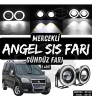 Fiat Doblo D2 2005-2010 Uyumlu Mercekli Angel Sis Farı Metal 76 mm Beyaz Halkalı Gündüz Farı 2 Adet