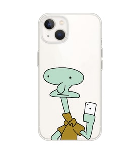 Iphone 14 Plus Uyumlu Squidward Selfie Tasarımlı Şeffaf Telefon Kılıfı