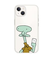 Iphone 14 Plus Uyumlu Squidward Selfie Tasarımlı Şeffaf Telefon Kılıfı