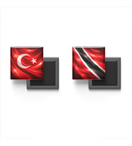 Buzdolap Magnetleri - Trinidad ve Tobago Bayrağı ve Türk Bayrağı - 2'li Set Magneti