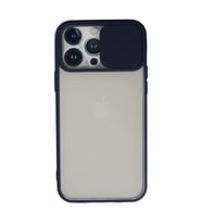 Apple İphone 13 Pro Max Kılıf Palm Buzlu Kamera Sürgülü Silikon - Lacivert