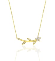 Gümüş altın yaldızlı zirkon taşlı çiçek kolye SGTL11976GOLD