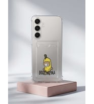 Samsung S25 FE Boş Yapma Muz Detaylı Kart Bölmeli Şeffaf Telefon Kılıfı