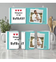 Kişiye Özel İsimli Fotoğraflı Babalara Özel Kupa Bardak, Babalar için Doğum Günü Hediyesi, 330ml, Beyaz (Doğal Beyaz)