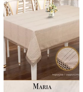 Keten Masa Örtüsü Maria Model Kapiçino 155x220 cm Zarif Ev Tekstili