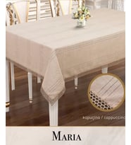 Keten Masa Örtüsü Maria Model Kapiçino 155x220 cm Zarif Ev Tekstili