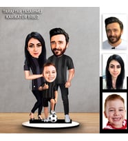Kişiye Özel Karikatür Siyah Beyaz Aile Taraftar Tasarımlı  Biblo  B127