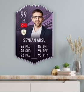 BK Gift Kişiye Özel Ahşap Tablo Futbolcu Kartı-5