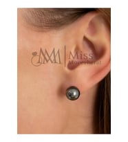 925 Ayar Gümüş Siyah Inci Kadın Küpe 8 mm