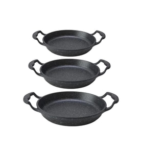 Eda Döküm Granit 3lü Kapaksız Sahan Seti 16-18-20 Cm (Siyah)
