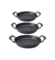 Eda Döküm Granit 3lü Kapaksız Sahan Seti 16-18-20 Cm (Siyah)