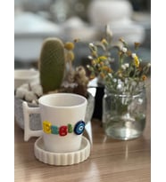 Nazar Figürlü  İsimli Kupa Mug (Krem)