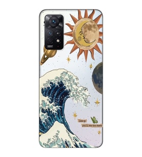 Redmi Note 11 Pro Uyumlu Güneş ve Dalga Desenli Şeffaf Telefon Kılıfı