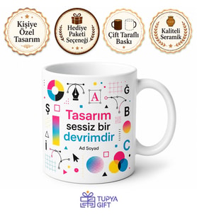 Grafik Tasarımcı İçin Karışık Desenli Baskılı Kupa Bardak Stüdyo Hediyesi