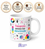 Grafik Tasarımcı İçin Karışık Desenli Baskılı Kupa Bardak Stüdyo Hediyesi