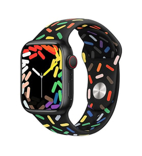 Microsonic Apple Watch Series 9 45mm Silikon Kordon V2 çok renkli Siyah (Çok Renkli)