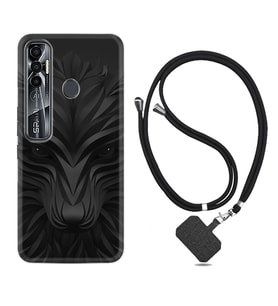 Tecno Spark 6 6 Go 8C 8 Pro 7 7 Pro Kılıf Boyun Askılı Silikon Black Fox 1325