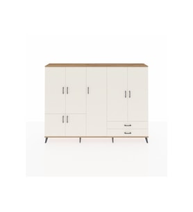 Arges Dolap 12 Raflı 2 Çekmeceli 7 Kapaklı 220x30x163 Çam-Aytaşı