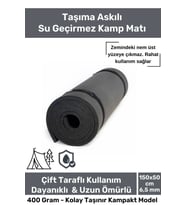 Su Geçirmez Konfor Modeli Taşıma Askılı Çift Taraflı Kamp Zemin Çadır Uyku Matı Siyah Yer Minderi