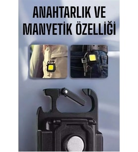 Anahtarlık Çok Amaçlı Mıknatıslı Taşınabilir Işık Led Şarjlı