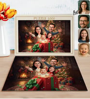 BK Gift Kişiye Özel Aile Yılbaşı Karikatür Tasarımlı 1000 Parça Profesyonel Puzzle-8, 1000 Puzzle, Yeni Yıl Hediyesi, Yılbaşı Hediyesi