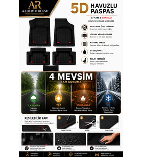 Dacia Jogger 1.0 T 2023 Model Uyumlu Enerox SİYAH 5D Havuzlu Paspas Yumuşak Kaymaz Taban