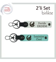 Milli Ruhlu Hediye – Bozkurt Ve Ayyıldız ve Kişiye Özel Anahtarlık Takımı 2li, Beyaz-Turkuaz (Çok Renkli)