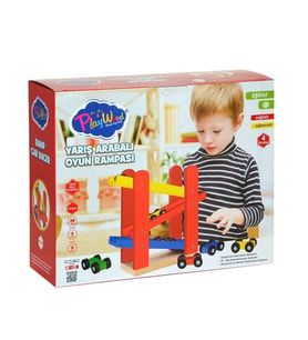 Ony-382 Playwood Ahşap Yarış Arabalı Oyun Rampası-Onyıl