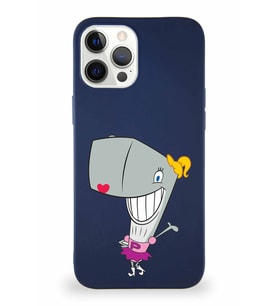 Apple iPhone 12 Pro Max Soft Premier Kapak Pearl Yengeç Tasarımlı Silikon Kılıf - Lacivert (Şeffaf)