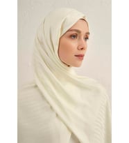 Lyocell Viscon Stripes Desenli Şal 2 (Krem)