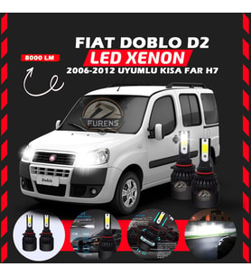 Fiat Doblo D2 2006-2012 Kısa Far Uyumlu Şimşek Etkili Led Xenon Light Series H7
