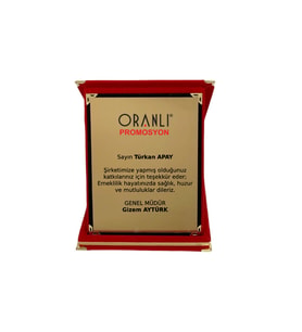Kişiye Özel Plaket Kırmızı Kadife Kutulu Albüm Plaket 12x16 cm
