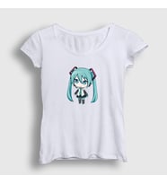 Presmono Kadın Beyaz Hatsune Miku Chibi Anime T-Shirt 538131tt (Beyaz)