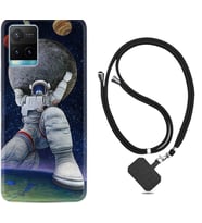 Vivo Y11S Y21S Y20 Y20S Y70 Kılıf Boyun Askılı Silikon Astronot ve Dünya 1759