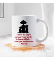 Anneler Gününe Özel Hediye Seramik Beyaz Kupa Bardak  1 Adet