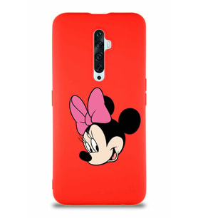 Oppo Reno 2Z Soft Premier Kapak Minnie Mouse-B Tasarımlı Silikon Kılıf - Kırmızı (Şeffaf)