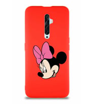 Oppo Reno 2Z Soft Premier Kapak Minnie Mouse-B Tasarımlı Silikon Kılıf - Kırmızı (Şeffaf)