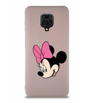 Xiaomi Redmi Note 9 Pro Soft Premier Kapak Minnie Mouse-B Tasarımlı Silikon Kılıf - Pudra (Şeffaf)