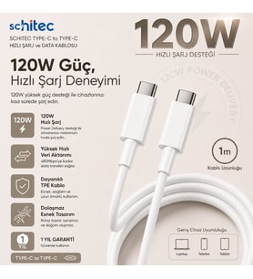 ScHitec 6A 120W Type-C to Type-C 1Metre Süper Hızlı Data ve Şarj Kablosu SX10