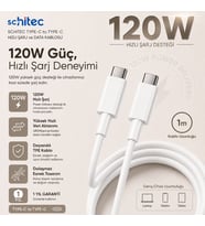 ScHitec 6A 120W Type-C to Type-C 1Metre Süper Hızlı Data ve Şarj Kablosu SX10