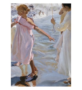 Joaquin Sorolla Y Bastida - Yıkanma Zamanı, Valencia1909 Tablo Ahşap Poster Dekoratif